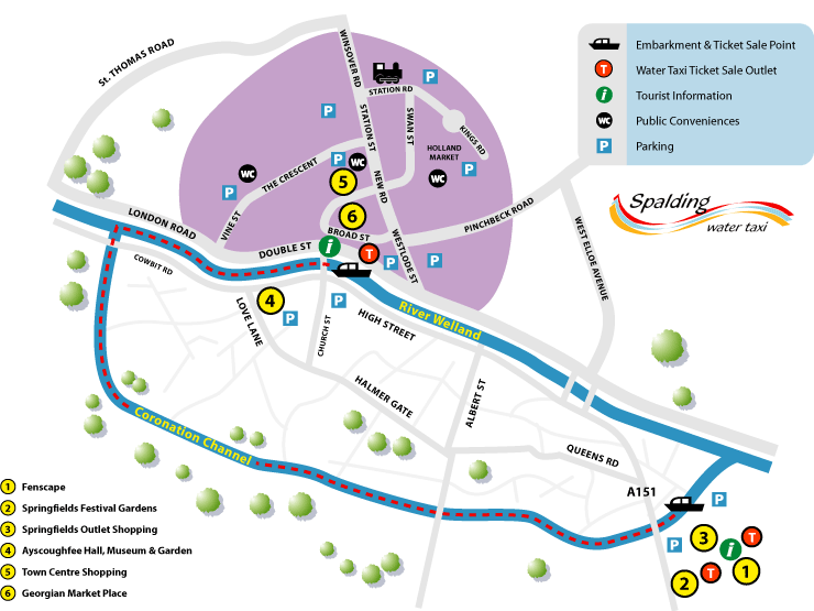 Spalding Water Taxi route map
